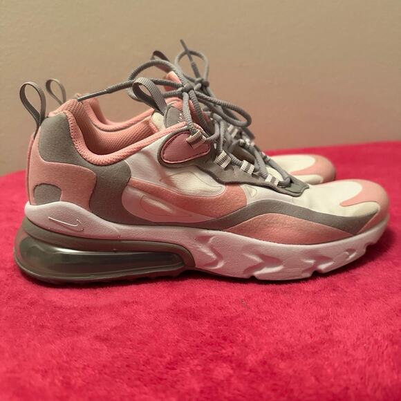 Nike Air Max 270 React (GS) White/Pink & Grey - Picture 8 of 9